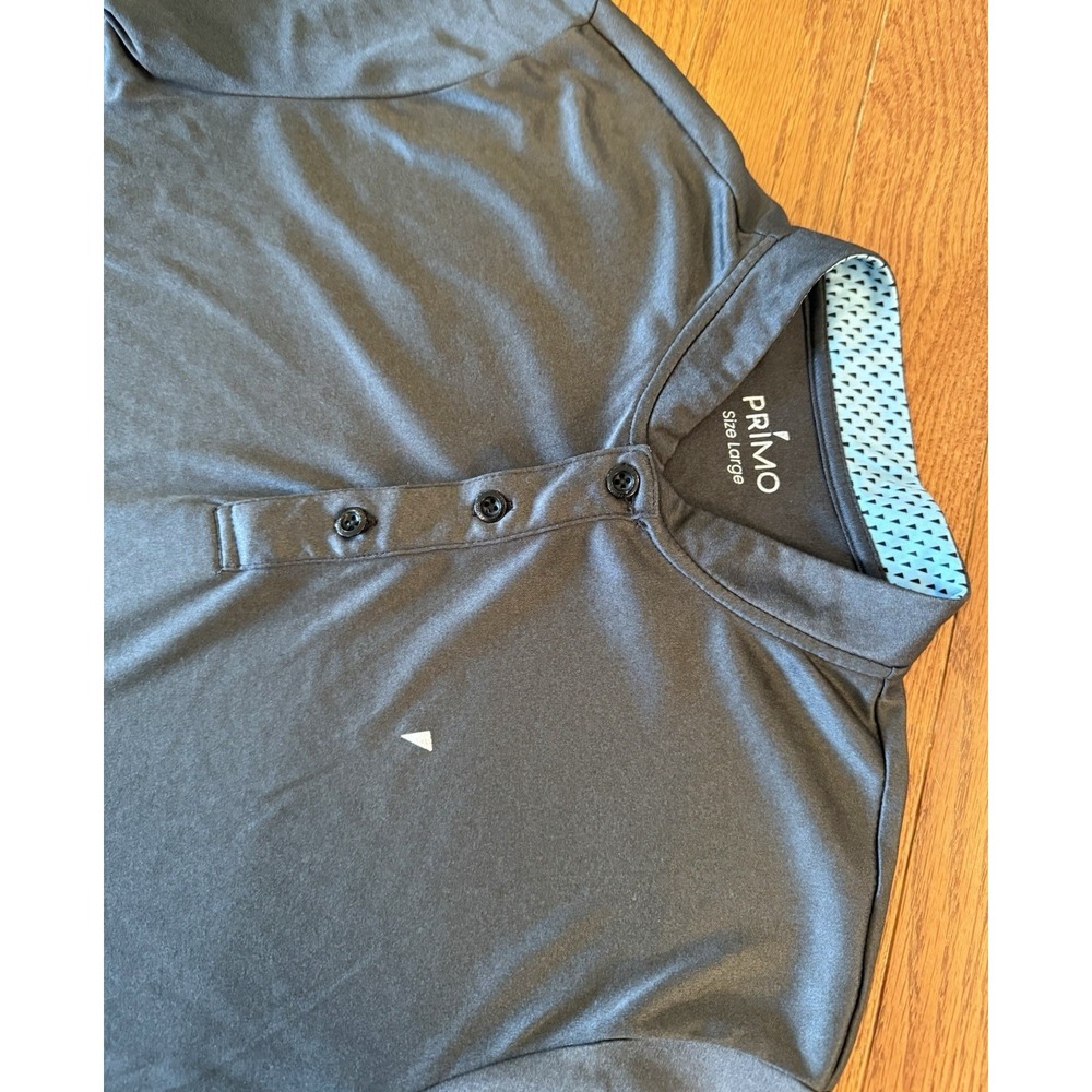 Primo Golf Polo Mens Large Solid Dark Grey Blade Collar Performance Shirt